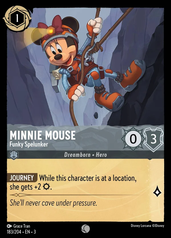 Minni - Speleologa Eccentrica — Disney Lorcana Personaggio card from Into the Inklands