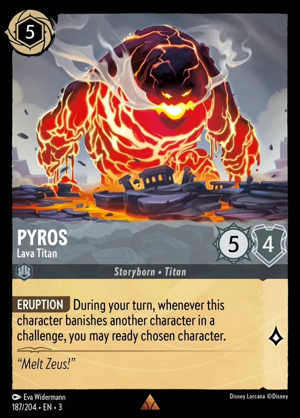 Pyros - Titano di Lava — Disney Lorcana Personaggio card from Into the Inklands