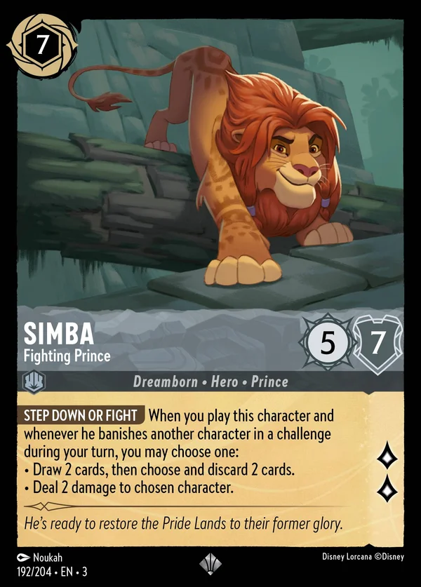Simba - Principe Combattente — Disney Lorcana Personaggio card from Into the Inklands