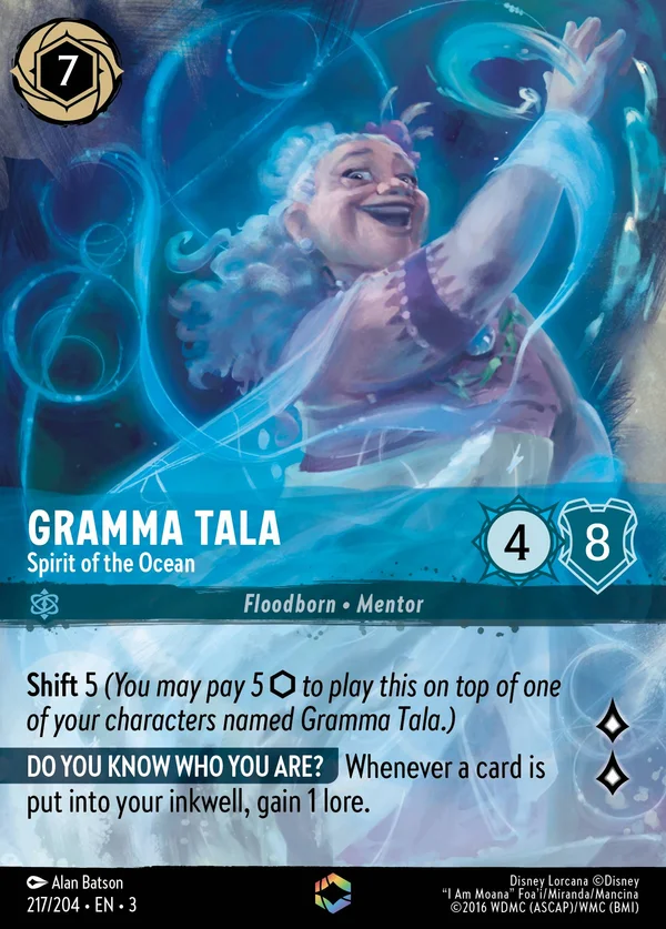 Nonna Tala - Spirito dell'Oceano — Disney Lorcana Personaggio card from Into the Inklands