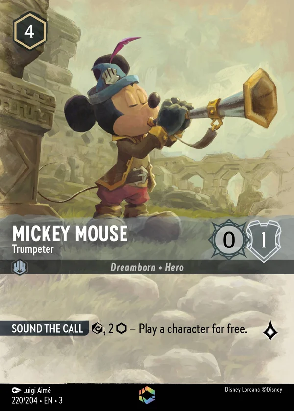 Topolino - Trombettiere — Disney Lorcana Personaggio card from Into the Inklands