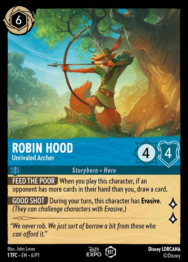 Robin Hood - Unrivaled Archer — Disney Lorcana Character card from The First Chapter