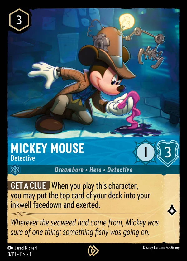 Mickey Mouse - Detective — Disney Lorcana Character card from The First Chapter