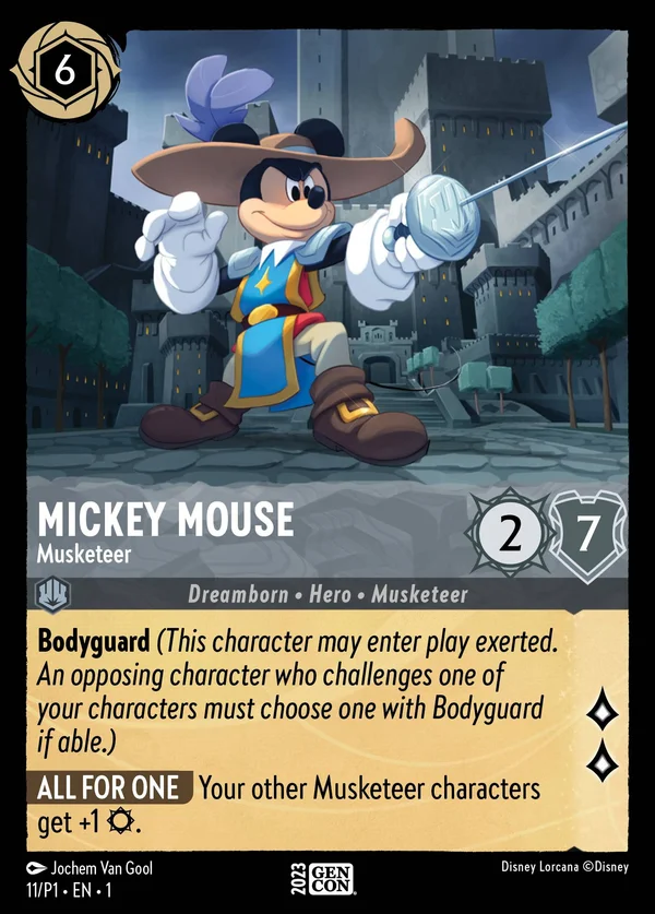Mickey Mouse - Musketeer — Disney Lorcana Character card from The First Chapter