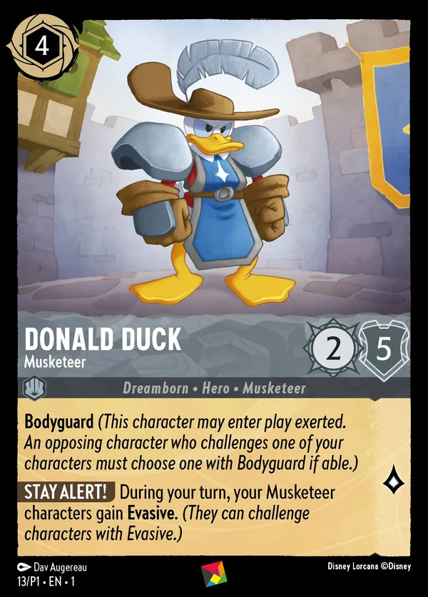 Donald Duck - Musketeer — Disney Lorcana Character card from The First Chapter