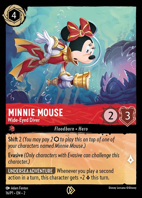 Minnie Mouse - Wide-Eyed Diver — Disney Lorcana Character card from Rise of the Floodborn