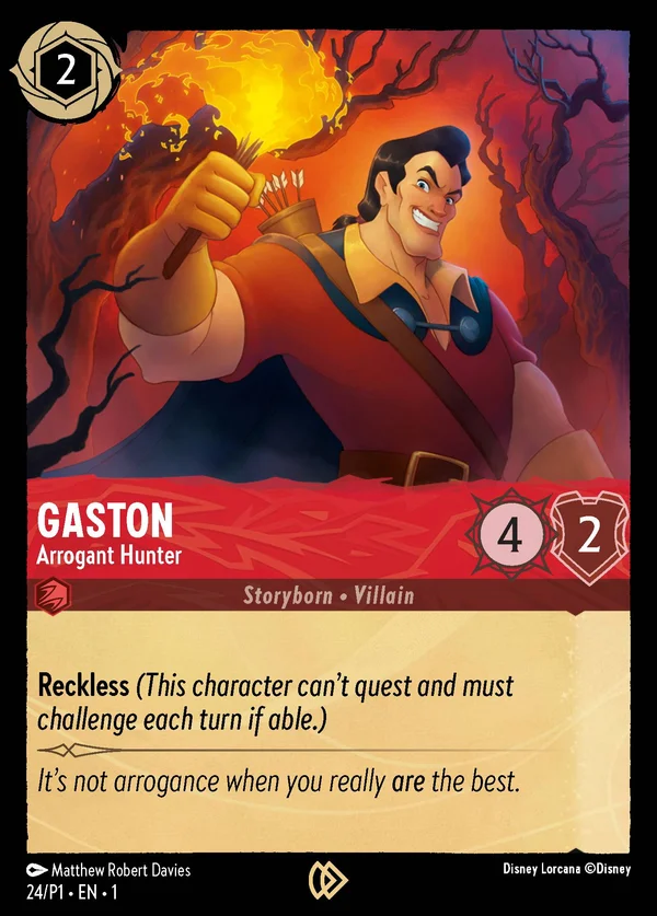 Gaston - Arrogant Hunter — Disney Lorcana Character card from The First Chapter
