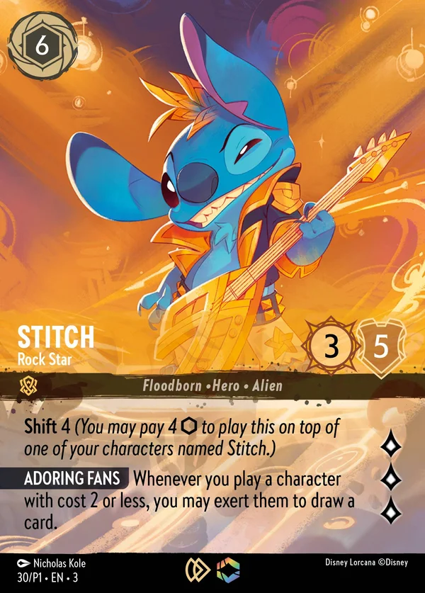 Stitch - Rock Star — Disney Lorcana Personaggio card from Into the Inklands