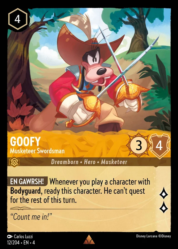 Pippo - Spadaccino Moschettiere — Disney Lorcana Personaggio card from Ursula's Return