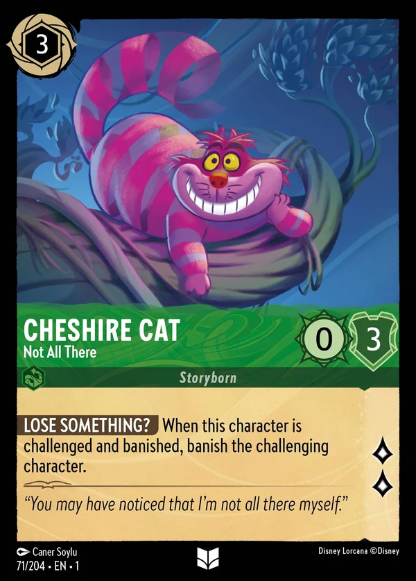 Cheshire Cat - Not All There — Disney Lorcana Character card from The First Chapter