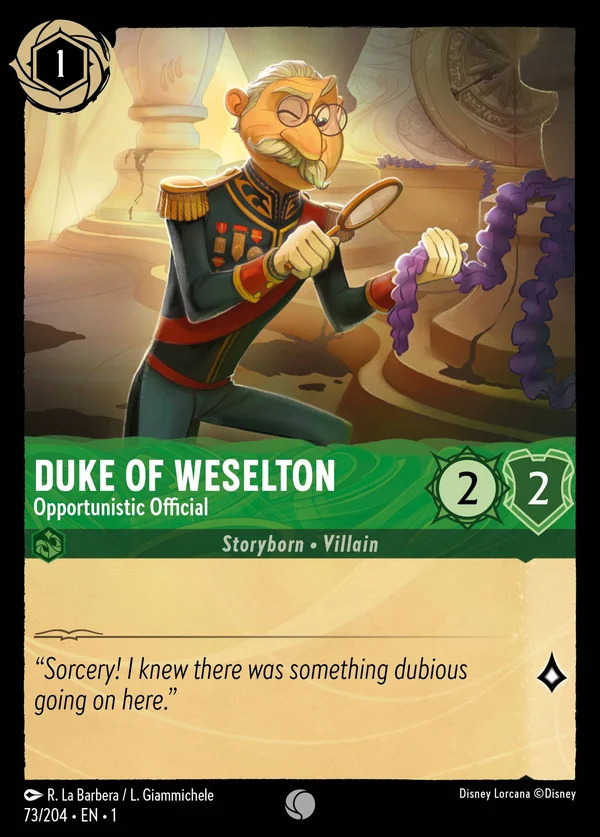 Duke of Weselton - Opportunistic Official — Disney Lorcana Character card from The First Chapter