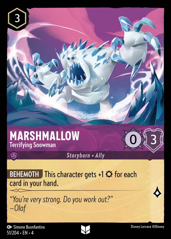 Marshmallow - Spaventoso Pupazzo di Neve — Disney Lorcana Personaggio card from Ursula's Return
