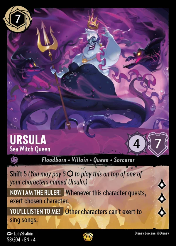 Ursula - Strega del Mare Regina — Disney Lorcana Personaggio card from Ursula's Return
