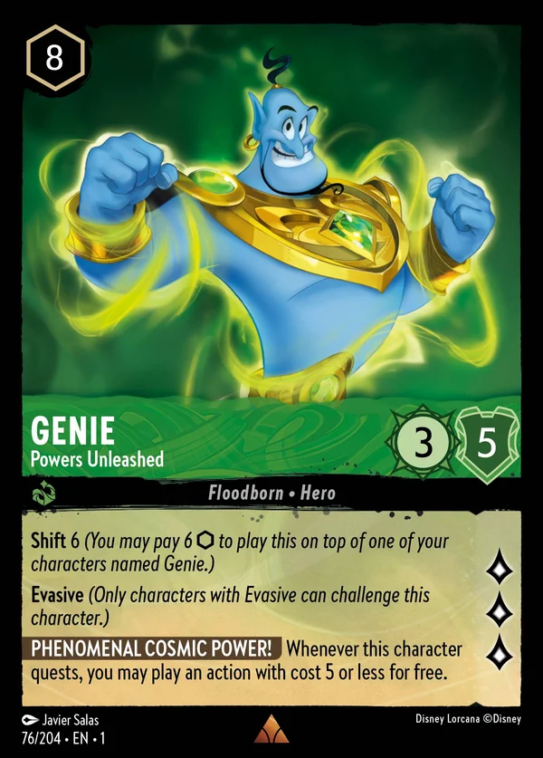 Genie - Powers Unleashed — Disney Lorcana Character card from The First Chapter