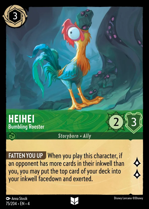 Heihei - Gallo Imbranato — Disney Lorcana Personaggio card from Ursula's Return
