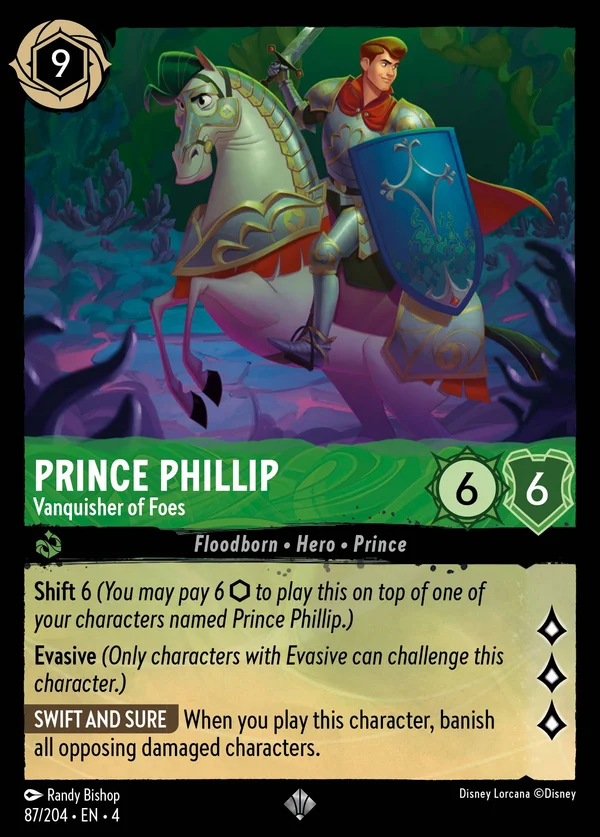 Principe Filippo - Distruttore di Nemici — Disney Lorcana Personaggio card from Ursula's Return