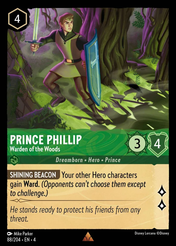 Principe Filippo - Guardiano delle Foreste — Disney Lorcana Personaggio card from Ursula's Return