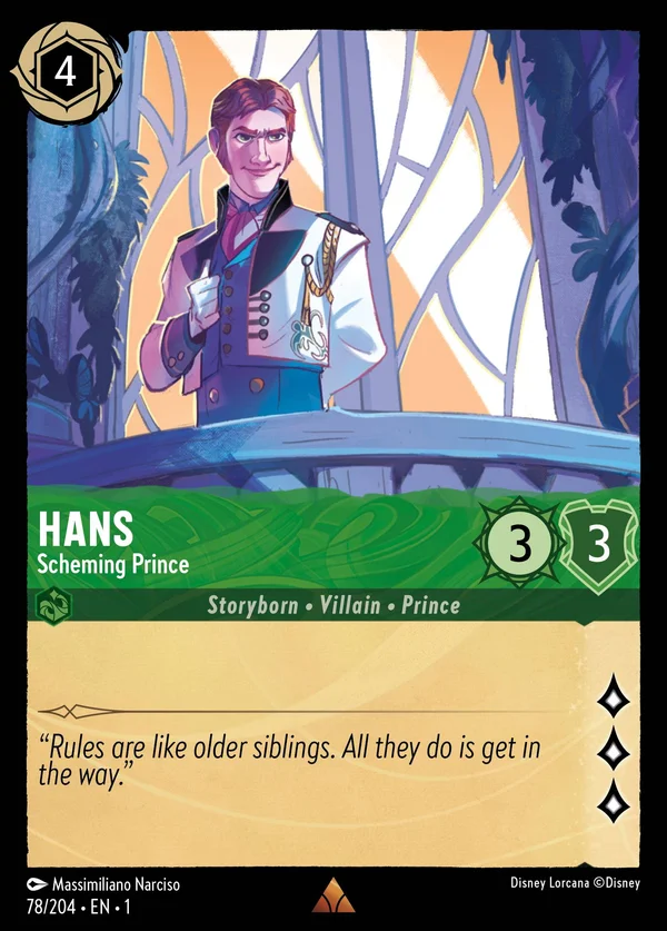 Hans - Scheming Prince — Disney Lorcana Character card from The First Chapter