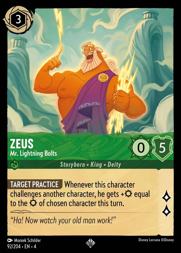 Zeus - Mister Fulmini e Saette — Disney Lorcana Personaggio card from Ursula's Return