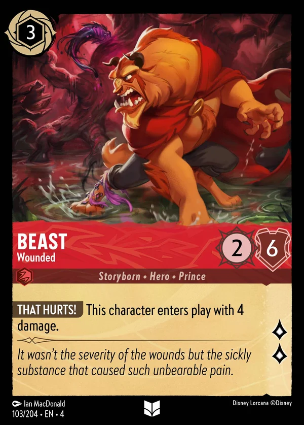 La Bestia - Ferita — Disney Lorcana Personaggio card from Ursula's Return