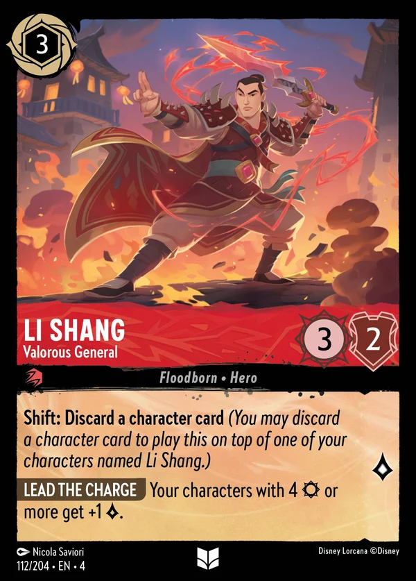 Li Shang - Generale Valoroso — Disney Lorcana Personaggio card from Ursula's Return