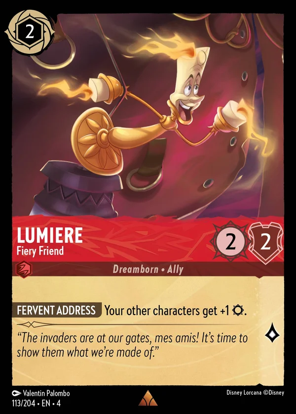 Lumiere - Amico Focoso — Disney Lorcana Personaggio card from Ursula's Return