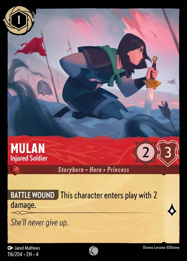 Mulan - Guerriera Ferita — Disney Lorcana Personaggio card from Ursula's Return