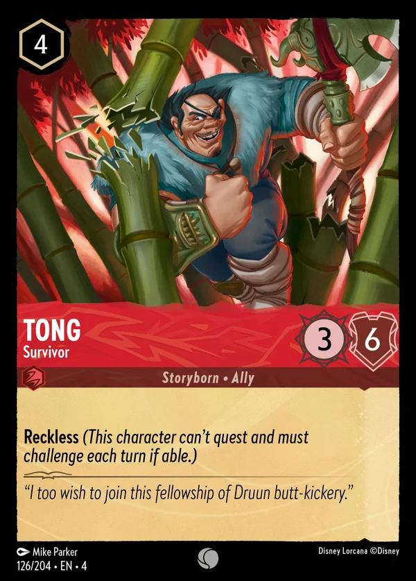 Tong - Sopravvissuto — Disney Lorcana Personaggio card from Ursula's Return