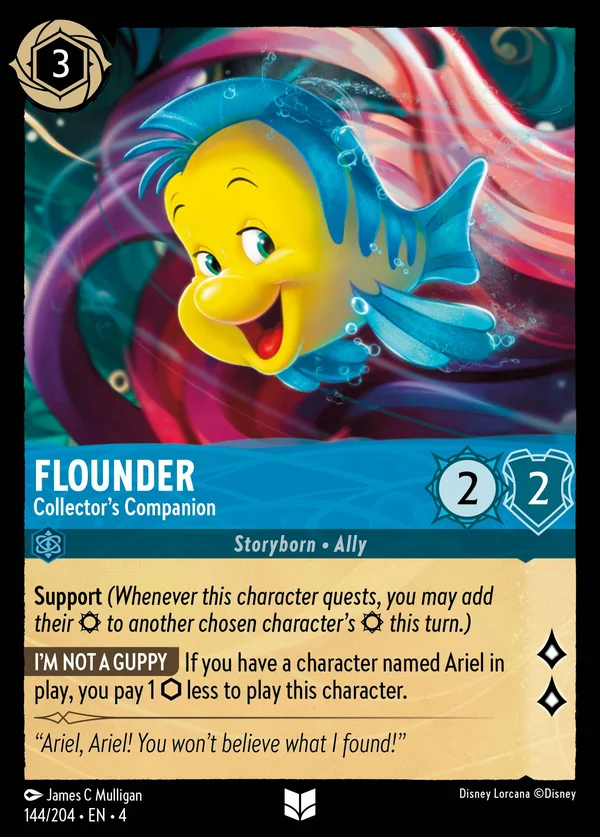 Flounder - Compagno della Collezionista — Disney Lorcana Personaggio card from Ursula's Return