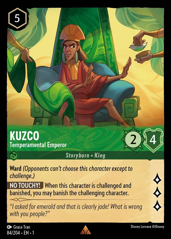 Kuzco - Temperamental Emperor — Disney Lorcana Character card from The First Chapter