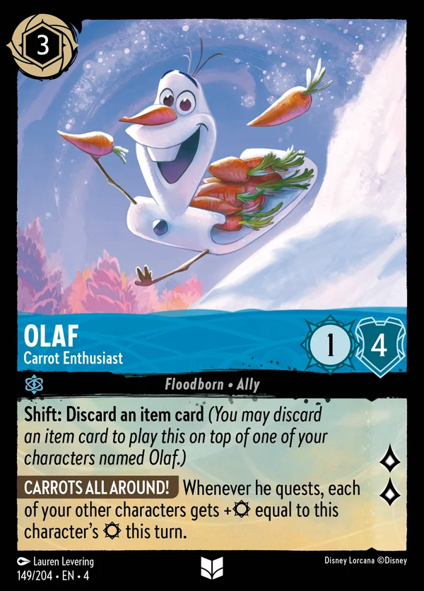 Olaf - Appassionato di Carote — Disney Lorcana Personaggio card from Ursula's Return