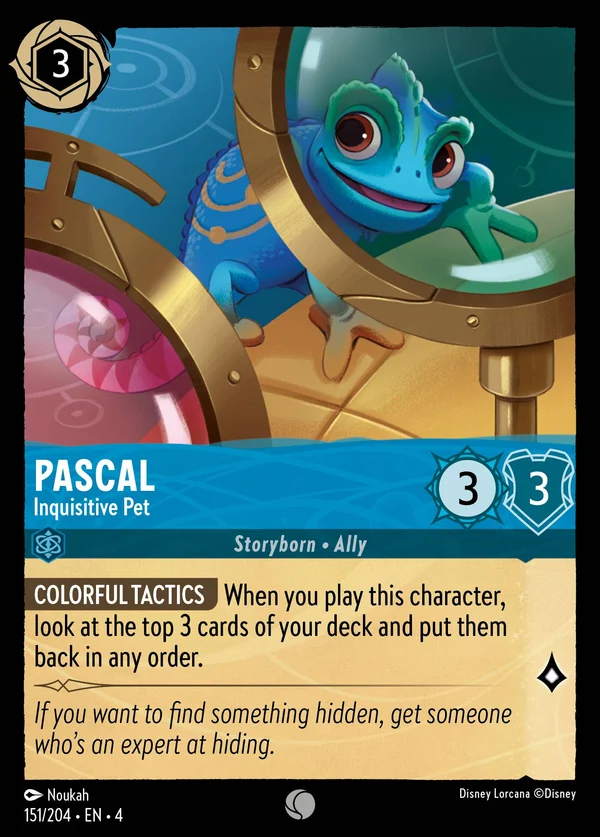 Pascal - Animaletto Curioso — Disney Lorcana Personaggio card from Ursula's Return