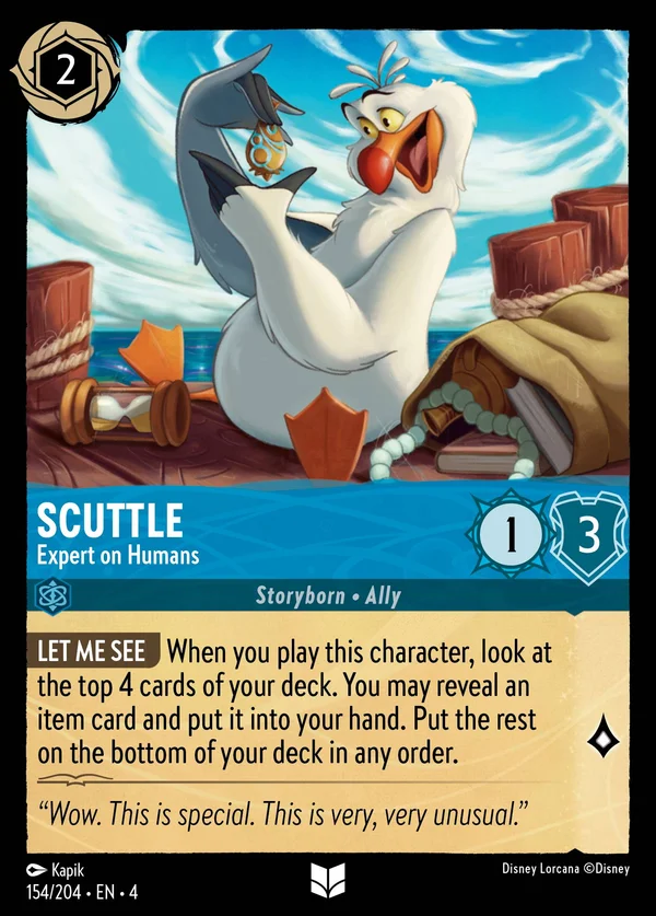 Scuttle - Esperto in Umani — Disney Lorcana Personaggio card from Ursula's Return