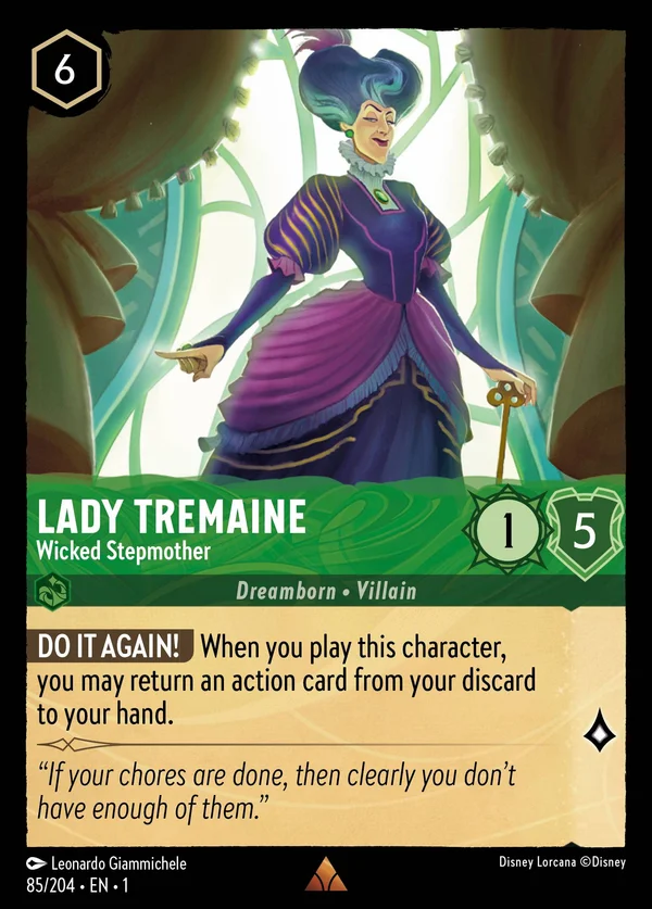 Lady Tremaine - Wicked Stepmother — Disney Lorcana Character card from The First Chapter