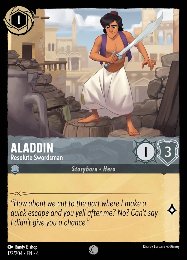 Aladdin - Spadaccino Risoluto — Disney Lorcana Personaggio card from Ursula's Return