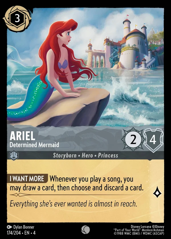 Ariel - Sirena Determinata — Disney Lorcana Personaggio card from Ursula's Return