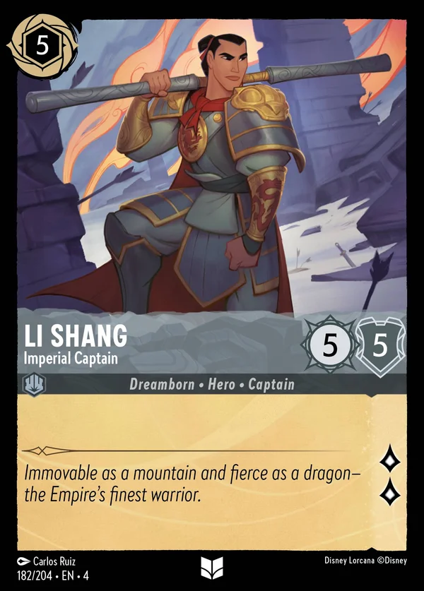 Li Shang - Capitano Imperiale — Disney Lorcana Personaggio card from Ursula's Return