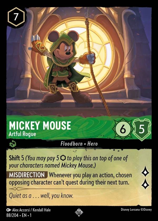 Mickey Mouse - Artful Rogue — Disney Lorcana Character card from The First Chapter