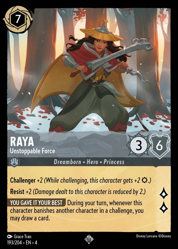 Raya - Forza Inarrestabile — Disney Lorcana Personaggio card from Ursula's Return