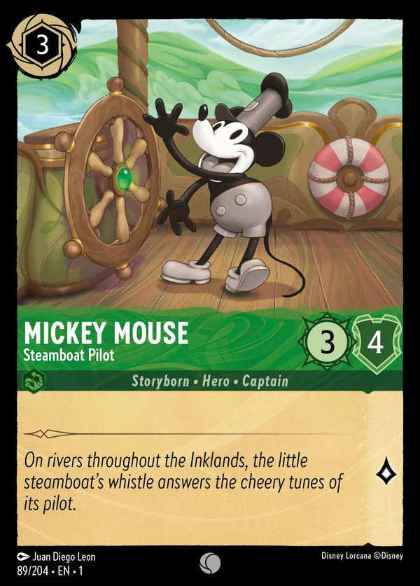 Mickey Mouse - Steamboat Pilot — Disney Lorcana Character card from The First Chapter