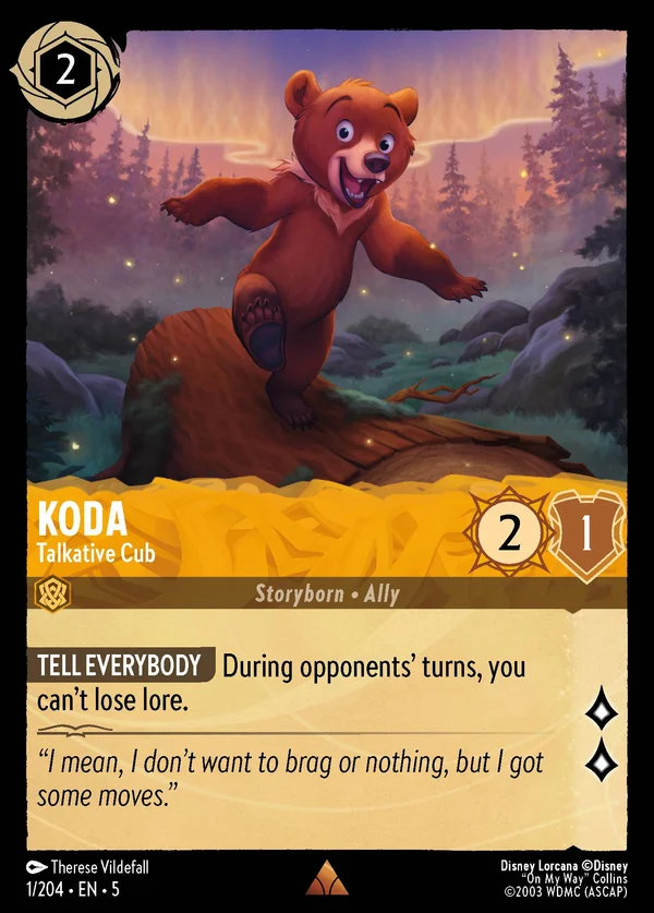 Koda - Cucciolo Chiacchierone — Disney Lorcana Personaggio card from Shimmering Skies