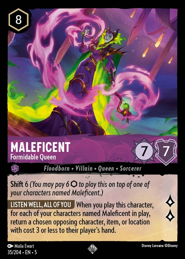 Malefica - Regina Temibile — Disney Lorcana Personaggio card from Shimmering Skies