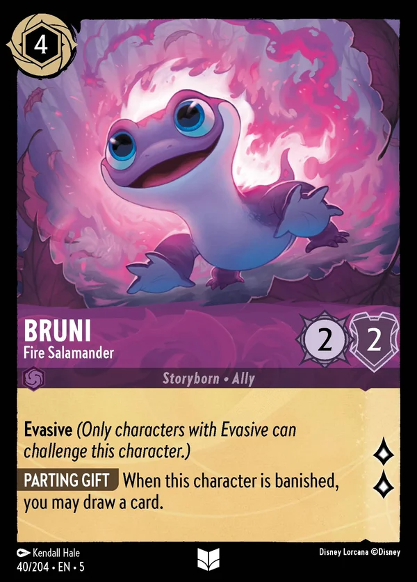 Bruni - Salamandra del Fuoco — Disney Lorcana Personaggio card from Shimmering Skies