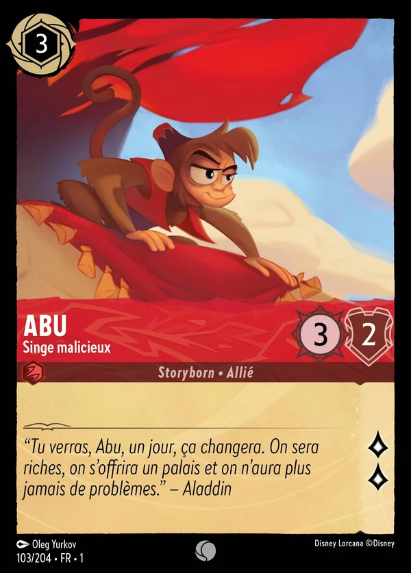 Abu - Singe malicieux — Disney Lorcana Personnage card from The First Chapter