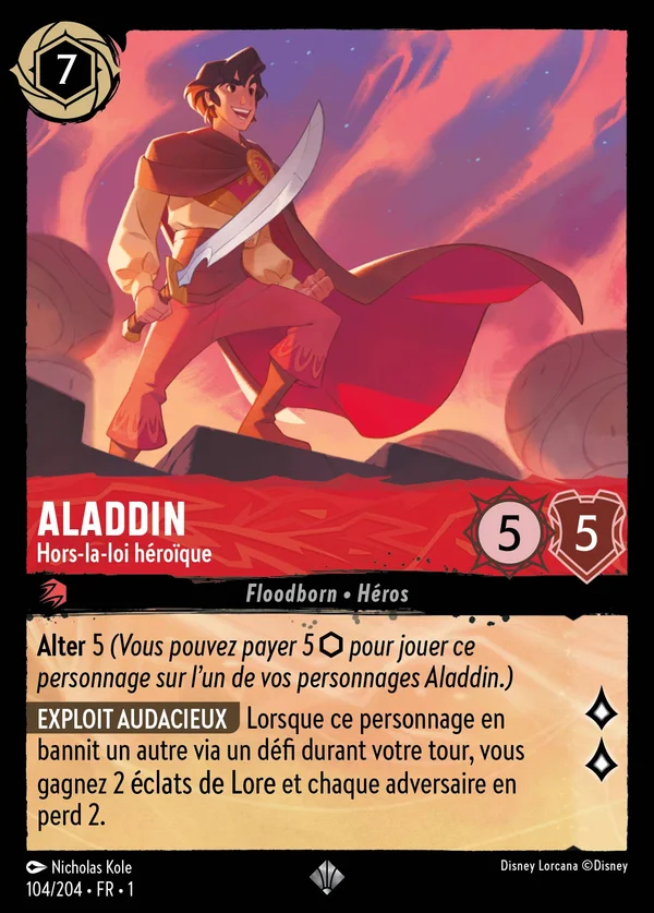 Aladdin - Hors-la-loi héroïque — Disney Lorcana Personnage card from The First Chapter