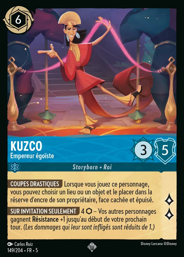 Kuzco - Empereur égoïste — Disney Lorcana Personnage card from Shimmering Skies