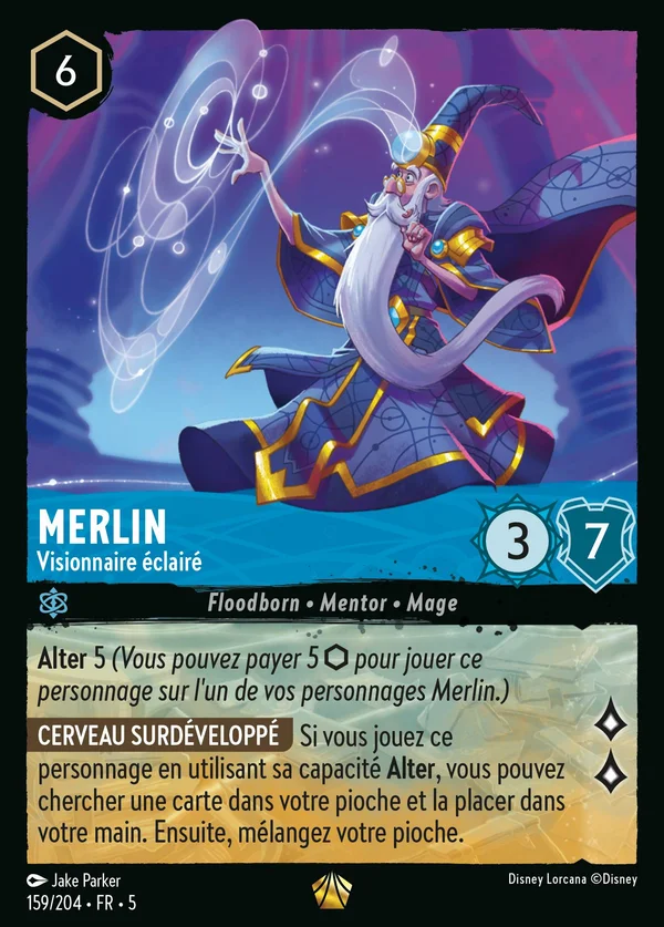 Merlin - Visionnaire éclairé — Disney Lorcana Personnage card from Shimmering Skies