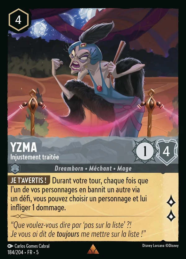 Yzma - Injustement traitée — Disney Lorcana Personnage card from Shimmering Skies