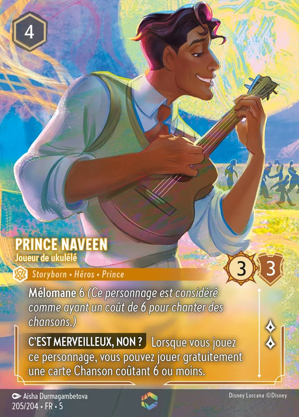 Prince Naveen - Joueur de ukulélé — Disney Lorcana Personnage card from Shimmering Skies