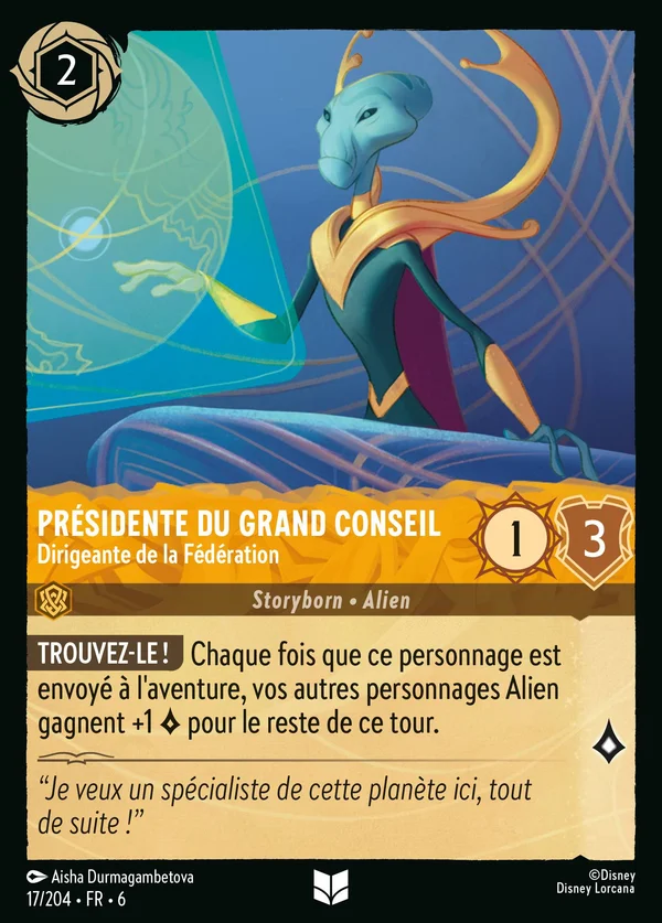 Présidente du Grand Conseil - Dirigeante de la Fédération — Disney Lorcana Personnage card from Azurite Sea